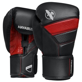 Hayabusa T3 Boxing Gloves for Men and Women Wrist and Knuckle Protection, Dual-X Hook and Loop Closure, Splinted Wrist Support, 5 Layer Foam Knuckle Padding - Black/Red, 12 oz