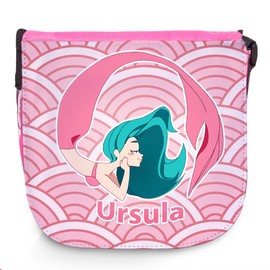 Children's Shoulder Bag with Name Ursula and Beautiful Motif with Mermaid, Pink/Pink Shoulder Bag for Girls, Pink