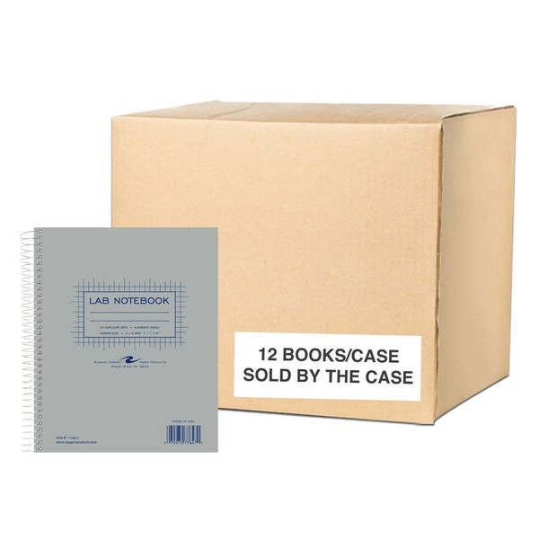 Case of 12 Sets Spiral Sidebound Lab Notebooks, 11"x9", 50