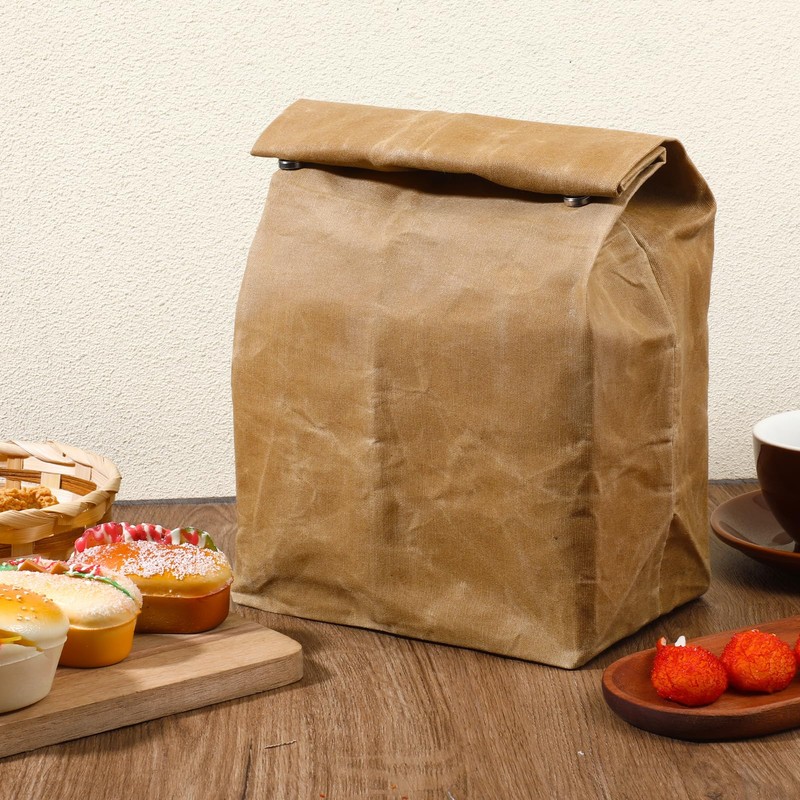Alrhso Waxed Lunch Bag Canvas Sack Reusable Insulated Lunch Sack