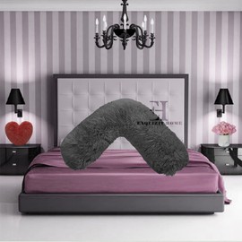 Fleece Pillowcase V Shaped Cover Only Teddy Cuddles Fleece Super Soft Pillow Case COLOUR: CHARCOAL