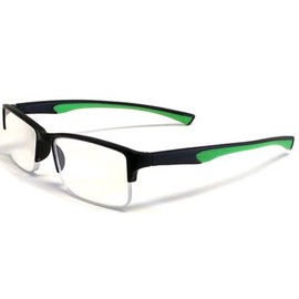 Calabria 6904 Semi-Rimless Flexie Reading Glasses in Green ; +2.00