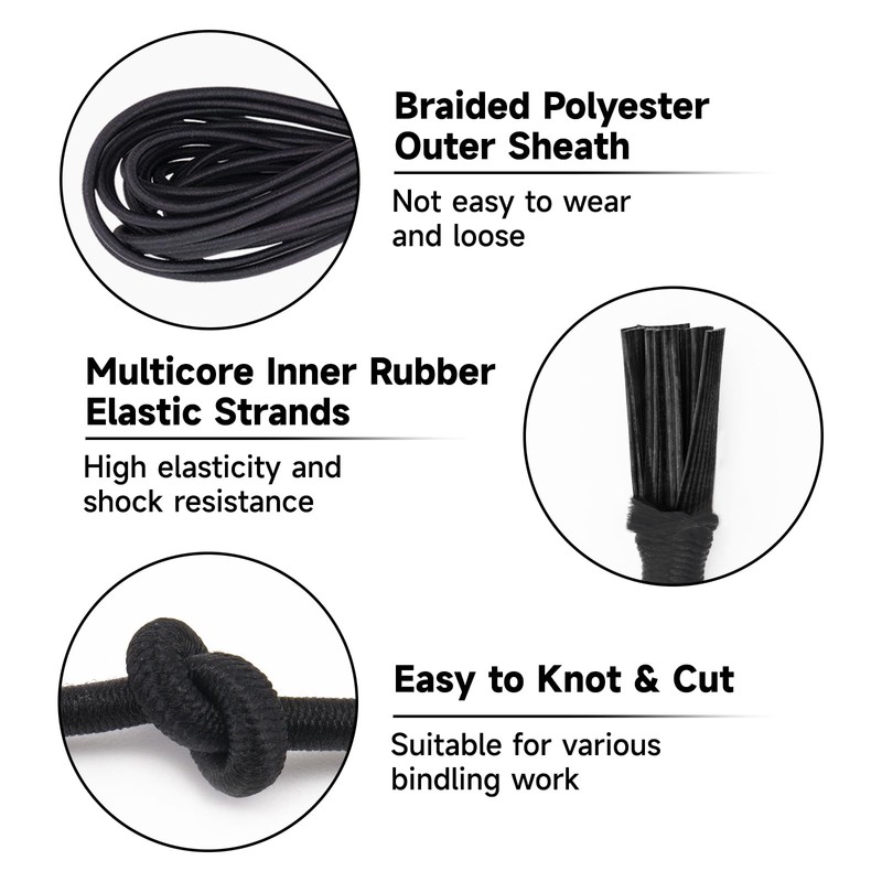 KINGLAKE Bungee Cord Elastic Shock Cord 6mm x 10m Stretchy