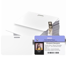 20 Pack Premium Blank PVC Cards with Horizontal Slot Punch - CR80 30mil Landscape Slot Punch Blank Credit Cards for ID Badge Card Printers - Graphic Quality PVC Cards for Business Office