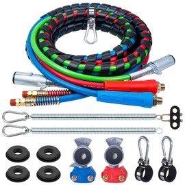 CheeMuii Semi Truck Air Lines Kit 12 FT 3 in 1 ABS Power Air Line Air Hoses with Gladhands and Tender Spring Kit for Semi Truck Tractor Trailer