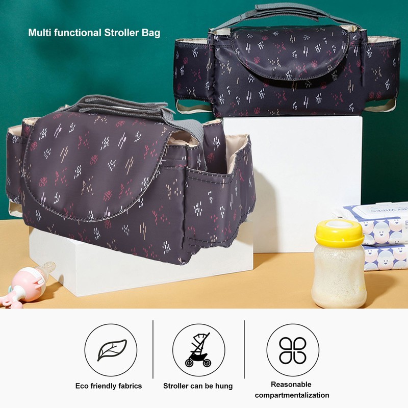 Universal Stroller Organizer with Insulated Cup Holder Phone Bag Waterproof