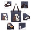 KAUKKO Women Canvas Handbag Shoulder Bag Cat Big Tote Bag