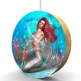 Magic Mermaid Hardwood Oak Fan/Light Pull