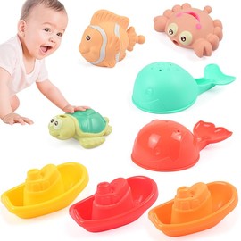 Infant Bath Toys for 6+ Months - No Hole Mold Free Ocean Animal Bathtub Toys, Baby Toys 1 2 3 Years Old