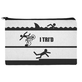 I Tri'd Triathlon Triathlete Swim Bike Run Tried Funny Makeup Cosmetic Bag Organizer Pouch