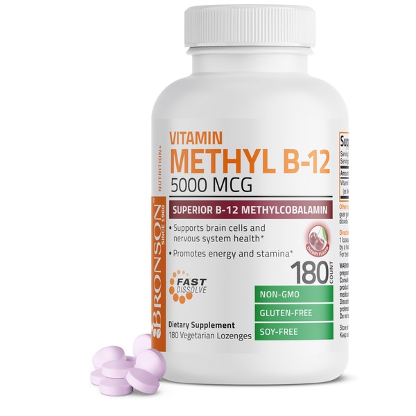Bronson Methyl B12 5000 mcg Vitamin B12 Methylcobalamin Energy &