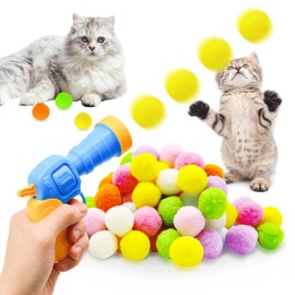 ZITUZY Katzenspielzeugbälle, Katzenspielzeug Ball Pistole, Katzenspielzeug, weiche Katzenbälle, Kätzchen-Pompom-Spielzeugbälle, Spielzeug für Haustiere, Katzen, Hunde (100 Bälle)