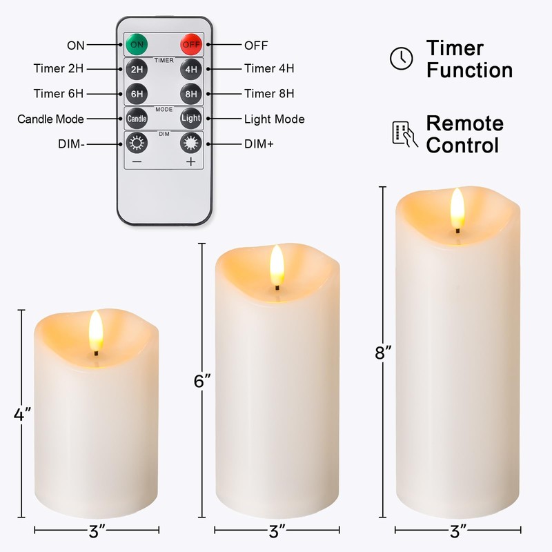 Outdoor Flameless Candles with Remote Timer - Waterproof Realistic Flickering