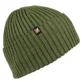 Evolution Knitwear Wool Rib Knit Beanie Hat for Men or Women - Super Soft Merino Wool - Made in The USA - Moss Green