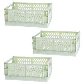 Brandsseller Foldable Folding Box, M, Set of 3, Sturdy Shopping Basket, Stackable Transport Basket, Storage Box, Light Green