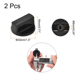 MECCANIXITY 2 Pcs Rotary Potentiometer Knob 6mm Hole Raised D Shaft, 0.7" H x 1.3" Dia Black Plastic Volume Knobs Cap for Electrical Switch, Volume Control Knob