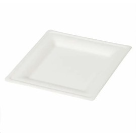 Wrap n Pac Heavy Duty 8 inch Square Microwaveable Disposable Biodegradable Bagasse Sugarcane White Party Paper Plates Eco Friendly Tableware Eco-Plates (8 Inch - Pack of 50)