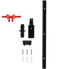 Yuemegou 3.28 Ft H-Track Lighting Rail, Track Lighting System Single Circuit 3-Wire-1 H Track Rail (Black H-Track Rail 3.28ft)