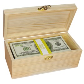 Mczxon Wooden Currency Money Cash Tray with 30 Currency Wrappers, Single Compartment Wooden Cash Money Currency Organizer Storage Change Box Case for Cash, Moneyboxes Currency Holder Cash for Money