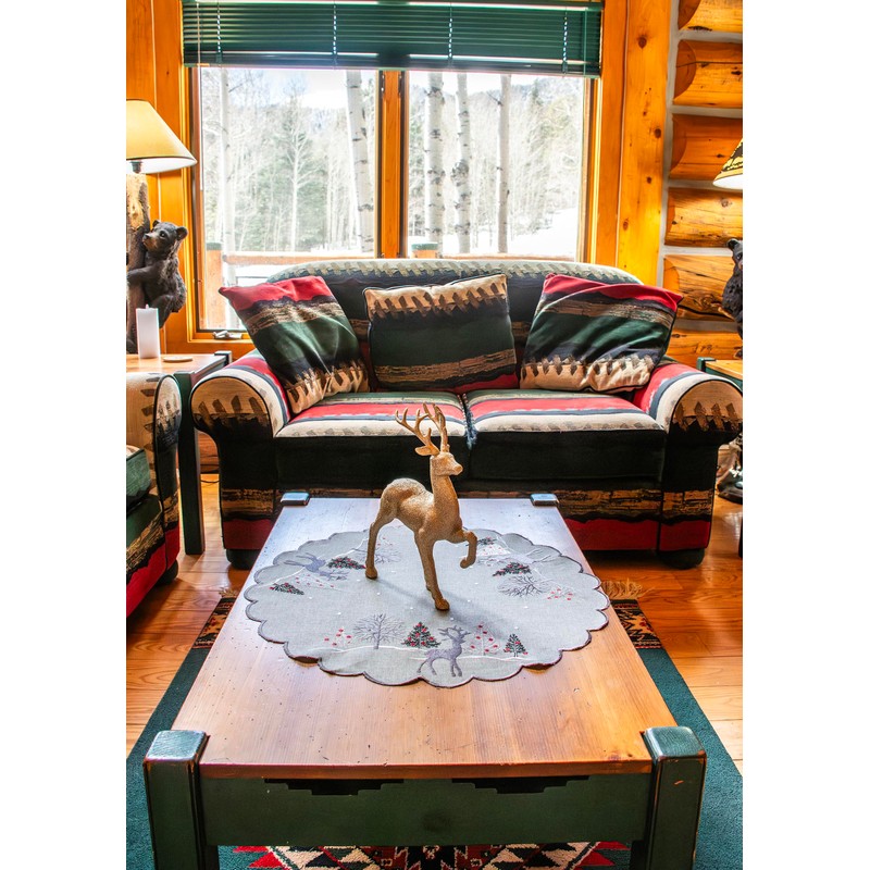 Linens, Art and Things Embroidered Christmas Holiday Reindeer & Christmas