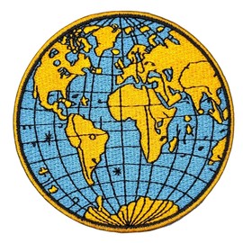 3.5" Embroidered Earth World Globe Planet Iron On Patch | Decorative Geographic Applique Iron On/Sew On Patches for Clothing, Hats, Backpacks, Clothes, Jacket