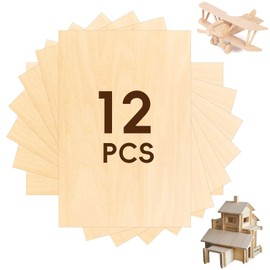 Rierousy Pack of 12 Wooden Panels for Crafts, 300 x 200 x 1.5 mm, Basswood, Balsa Wood, Plywood for DIY Woodwork, Laser Processing, Arts and Crafts, Paintings