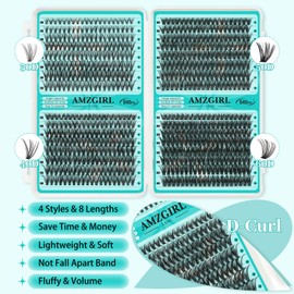 AMZGIRL Lash Clusters Kit 640Pcs, 9-16mm Mix Lashes, 30D+40D+50D+60D