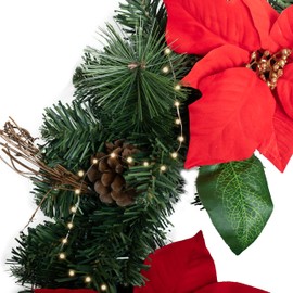 RELSY Pre Lit Christmas Wreaths for Front Door,40cm Extra Large Christmas Door Wreath with Lights,Christmas Decorations,Colorful Artificial Flowers & Fruits (D)