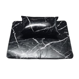 BIUDECO Non- Pu Hand Mat Manicure Portable Folding Arm Rest Pad for Home Salon Use Black Marble Design