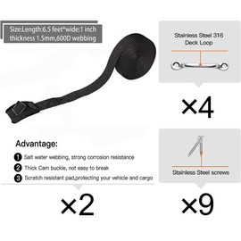 Cooler Tie Down Kit for YETI Coolers,Cooler Tie Downs Straps Secure Yeti and RTIC Coolers to Boat,Deck,Truck Bed,Trailer and Prevent from Slipping