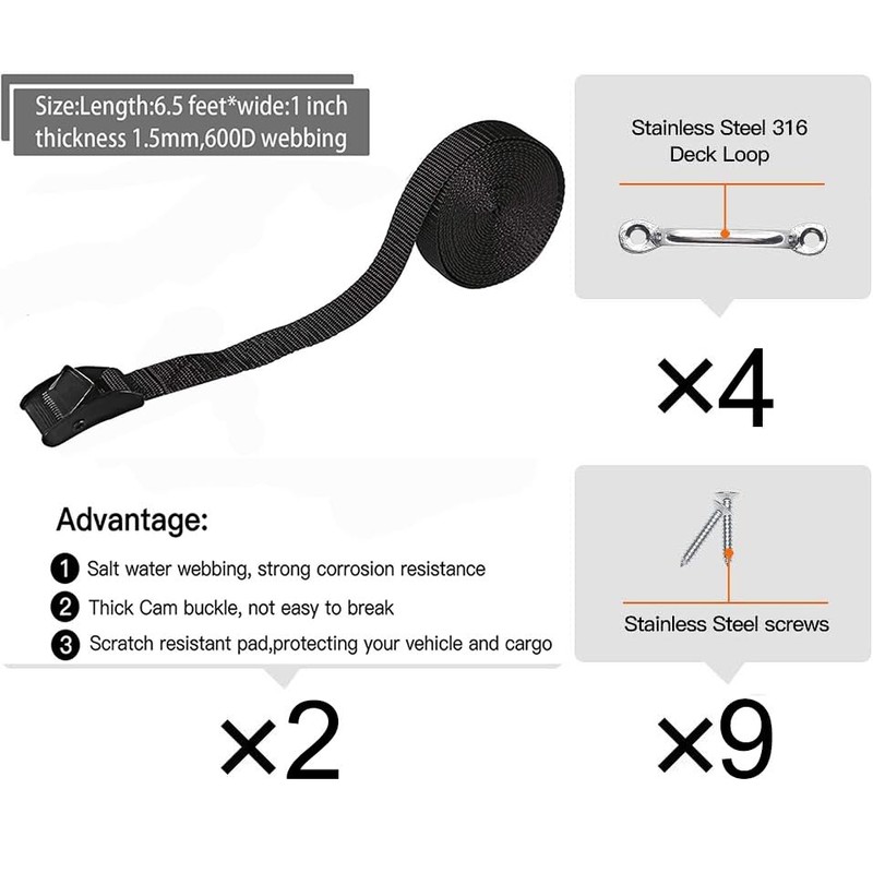 Cooler Tie Down Kit for YETI Coolers,Cooler Tie Downs Straps