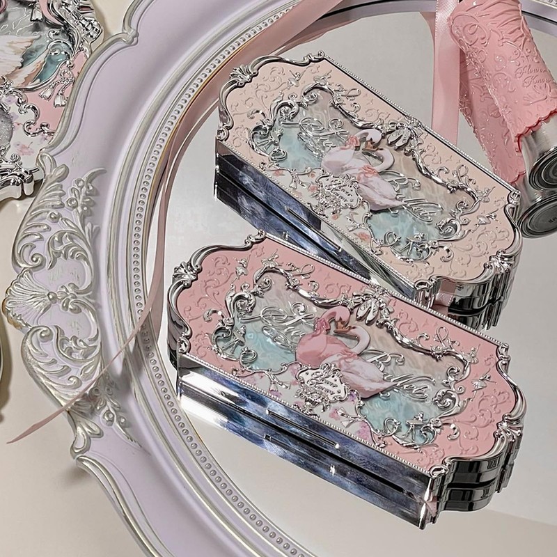 Flower Knows Swan Ballet Six-Color Makeup Palette,Eyeshadow,Blush,Highlighting & Contour All-in-One