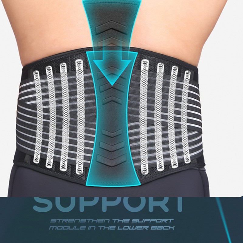 Lower Back Support Belt Black Good Breathability Wear Resistant Adjustable