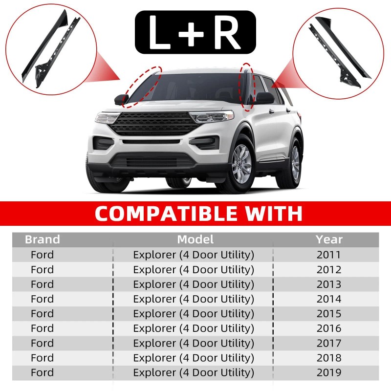 Unbranded 4Pcs Left & Right Side Windshield A Pillar Molding