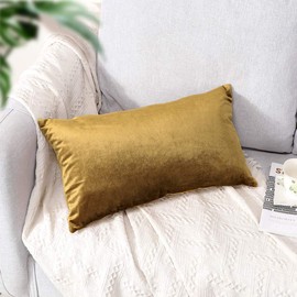 Artscope Luxury Velvet Pillow Covers Super Soft Decorative Square Throw Pillow Covers Case Cushion Covers for Sofa Couch Bedroom Car Decor 12x20 Inch Gold