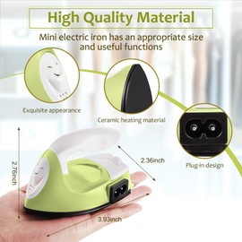 Honoson Mini Craft Iron Mini Heat Press Small Iron 3.93 x 2.36 x 2.76 in Portable Handy Tiny Flatiron with Charging Base Accessory for Fuse Bead Patch DIY Heat Transfer Vinyl(Fruit Green)