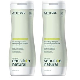 ATTITUDE Nourishing Hair Shampoo for Sensitive Skin, EWG Verified Plant & Mineral-Based Ingredients, Enriched with Oatmeal, Vegan and Cruelty-free, Avocado Oil, 16 Fl Oz (Pack of 2)