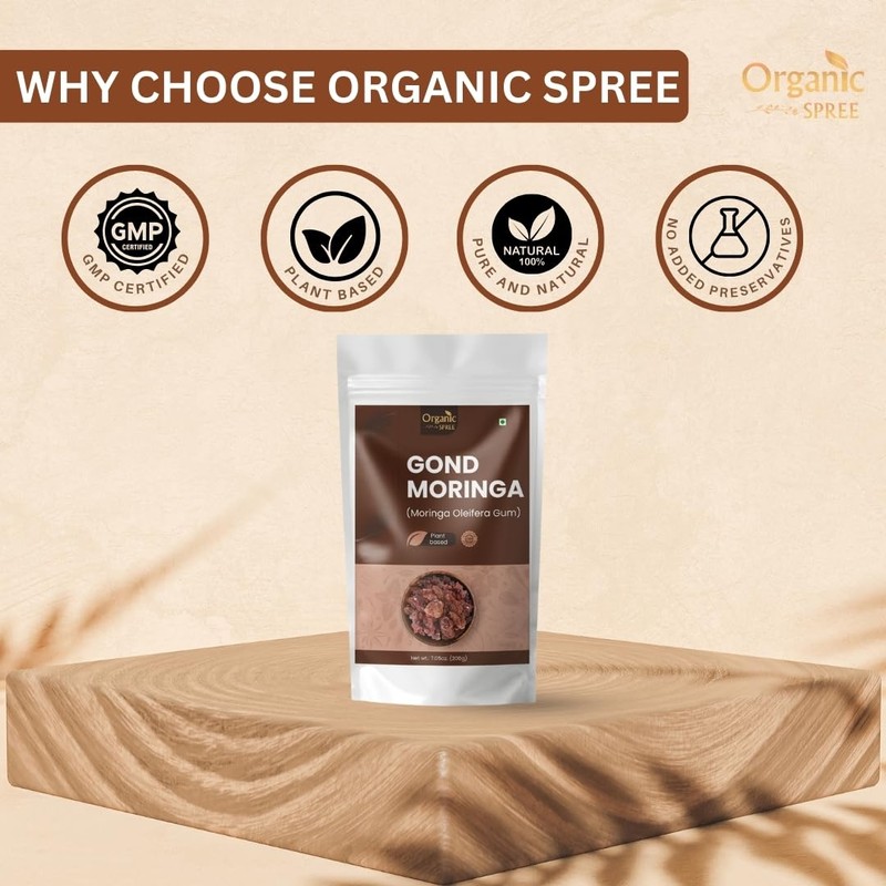 Organic Spree GOND MORINGA 200grams (7.05oz) | Moringa Oleifera Gum