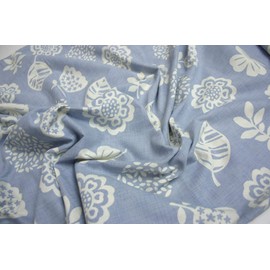 Seat Cover 55 x 59 cm Camellia Pattern Sax 100% Cotton Made in Japan Cotton Twill