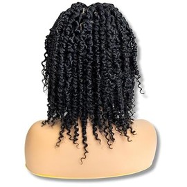 PIB 12'' Single Full Lace Wig Spring Twist Square Parted Knotless Braided Wigs for Black Women Synthetic Lace with Natural Baby Hair (#2 Dark Brown, 12" Small-Medium)