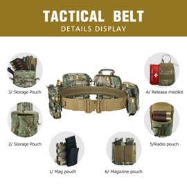 Tactical Battle Belt with Pouches Accessories Law Enforcement Duty Belts Combat Belt Military Utility Police Belt 8ps