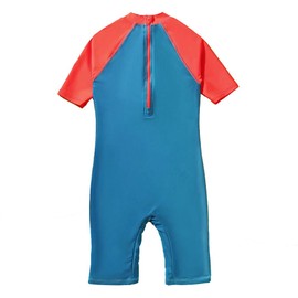 Julysand One Piece Swimsuit for Boys Rashguard Swimwear Blue Cartoon Dinosaur Modest Short Sleeve Zipper Bathing Suit B030-4Y