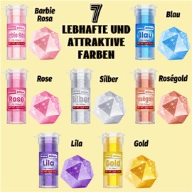Edible Glitter - 7 Vibrant Food Colour Powders (3 g each), Tasteless Glitter Edible, Edible Glitter for Drinks, Glitter Powder for Cakes, Macaroons, Doughnuts, Fondant, Cupcake