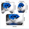 Blue Rose Bathroom Set with Shower Curtain and Non-Slip Rugs,