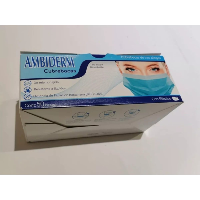 Ambiderm Cubreboca Quirúrgico Ambiderm Color Azul