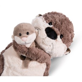 NICI 49169 Otter Oda & Odalina Cushion 40 x 20 cm Grey Sustainable Fluffy Cuddly Cushion for Boys, Girls, Babies and Cuddly Toy Lovers - Ideal for Home, Nursery or on the Go