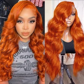 JINNOO Ginger Lace Front Wigs Human Hair Pre Plucked 200 Density Ginger Wig Human Hair 88J Colored HD Ginger Orange Human Hair Lace Front Wigs 13x4 Body Wave Glueless Human Hair Wigs 26 Inch
