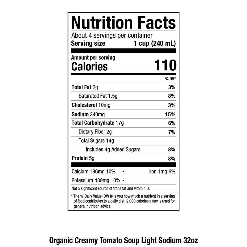 Pacific Foods Light Sodium Creamy Tomato Soup, Organic, 32 Fl