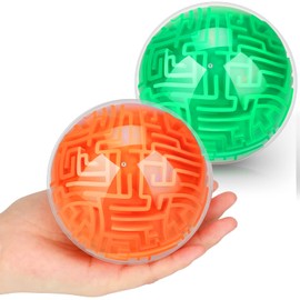 Sumind 2 Bola de Laberinto de Gravedad de 4 Pulgadas Juego de Acertijos de Rompecabezas de Laberinto 3D Juguetes de Esfera Educativos para Estudiantes Adolescentes Adultos (Verde, Naranja)
