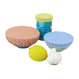 Reusable Gingham Bowl Covers Eco Friendly Pack of 3 Small Elasticated Covers